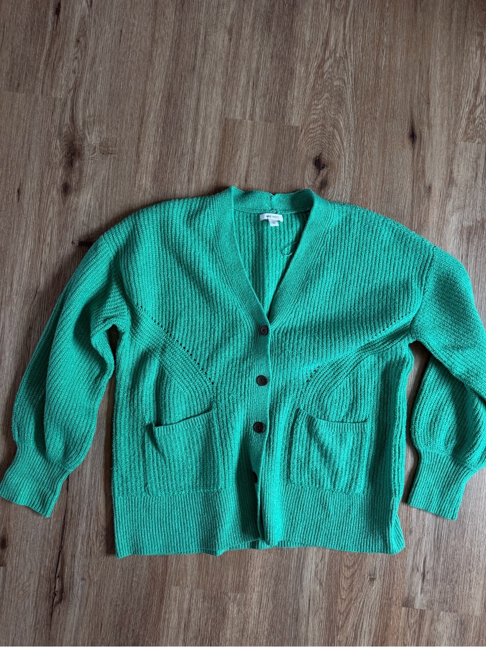 Nine West Teal V-Neck Button Front Cardigan